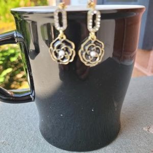 Dainty Elegant Black Rose Earrings
